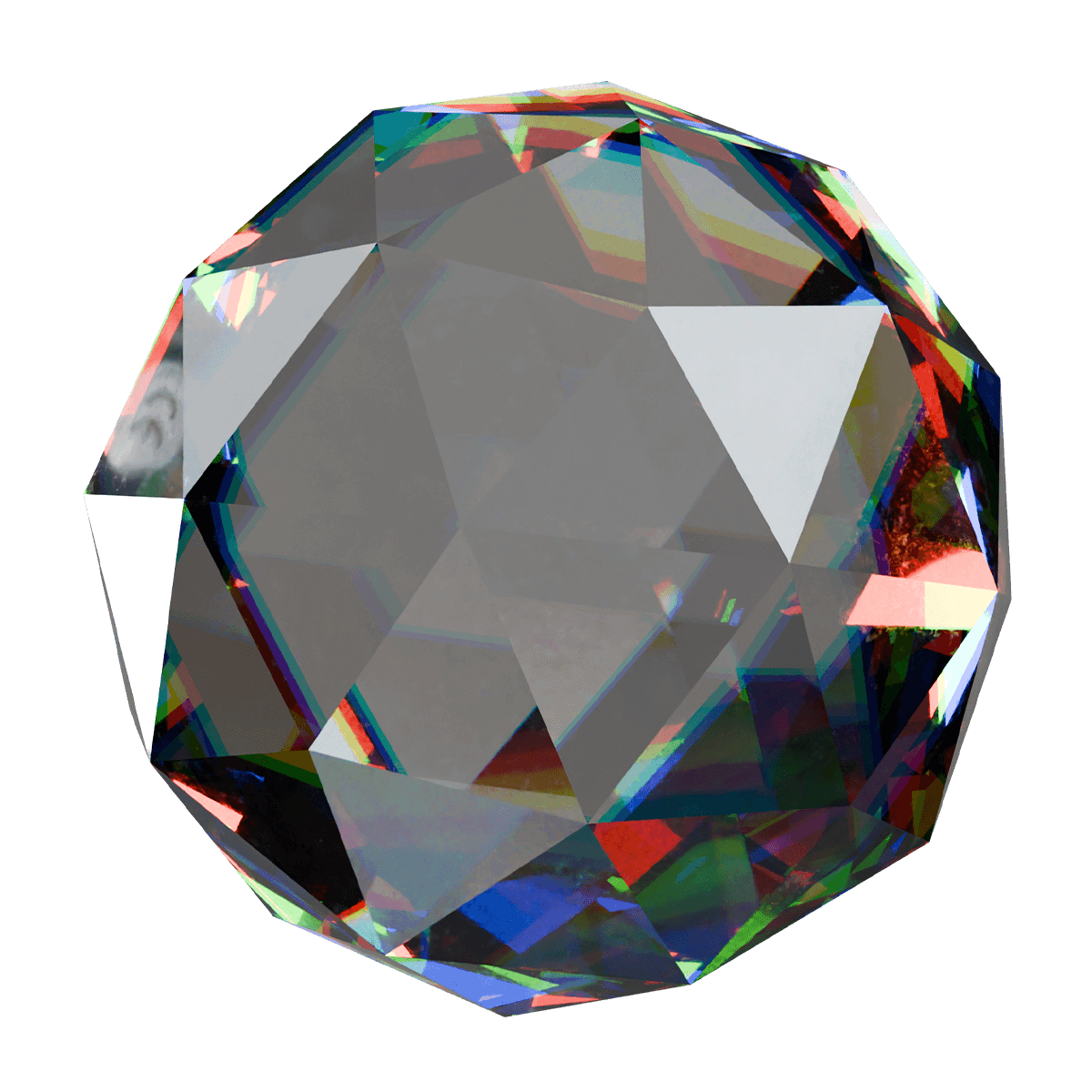 Phygital Group A faceted, round, transparent gemstone reflecting multicolored light, set against a plain white background—radiant and polished like the branding of a leading Marketing Agency. Full Service Marketing Agency